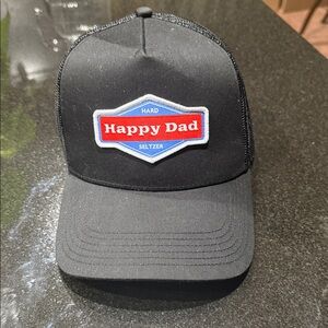 Happy Dad Black Trucker Hat with Embroidered Patch